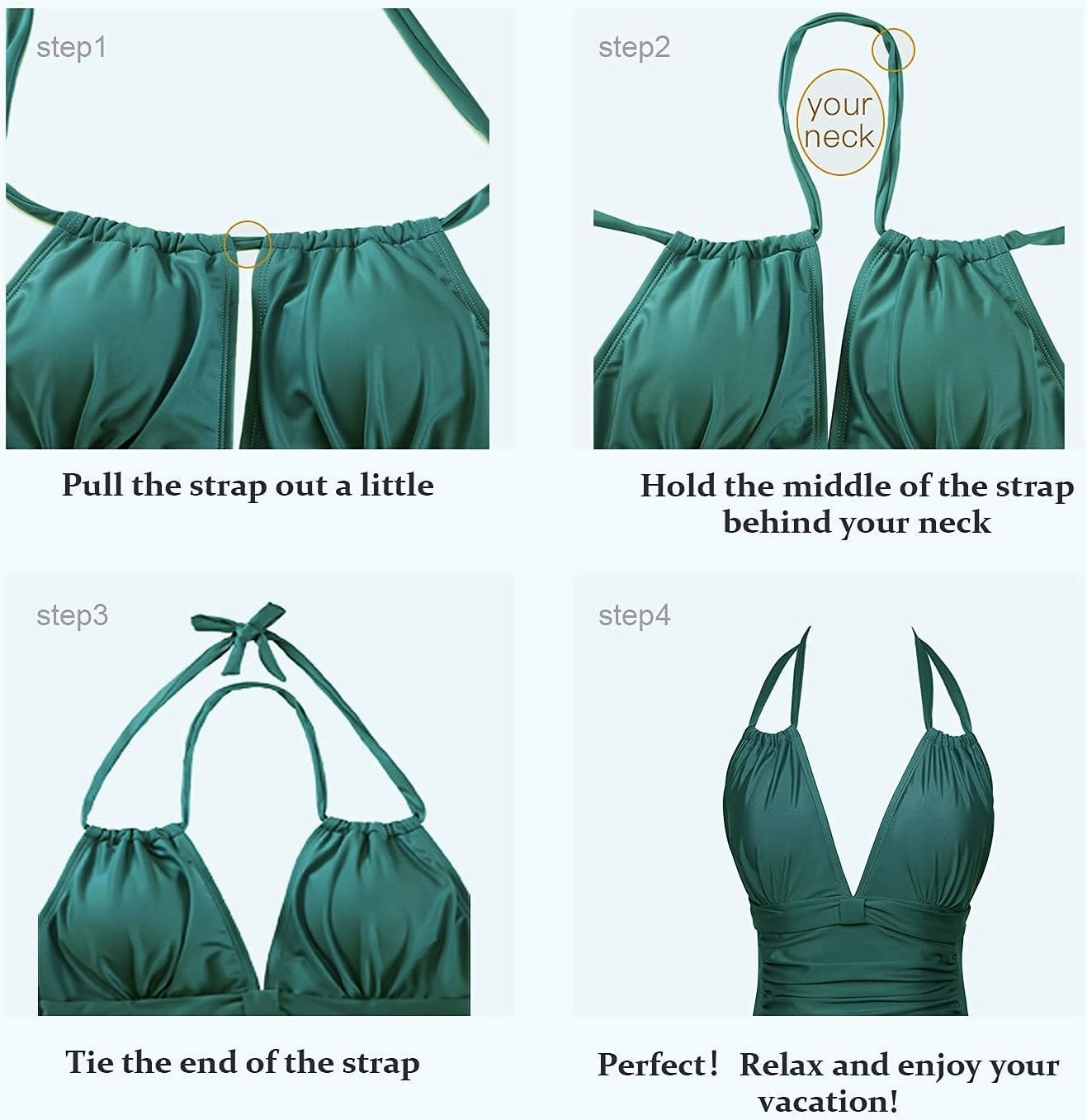 Smismivo Women's Tummy Control One Piece Swimsuits Long Torso Curvy Halter Bathing Suit