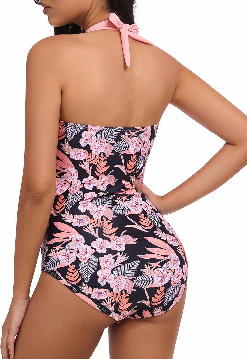 Smismivo Women's Tummy Control One Piece Swimsuits Long Torso Curvy Halter Bathing Suit
