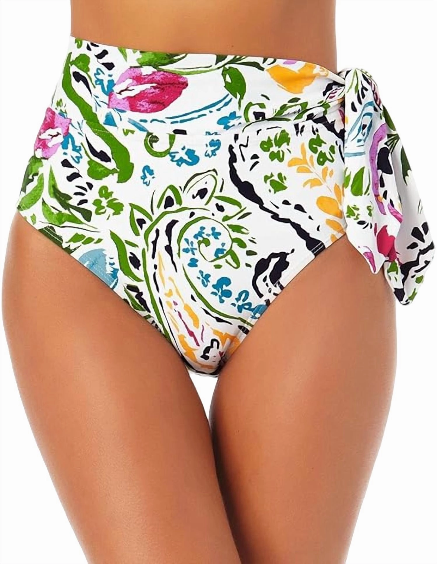 Soft Band Side Tie Swimsuit Bottom In Petal Paisley