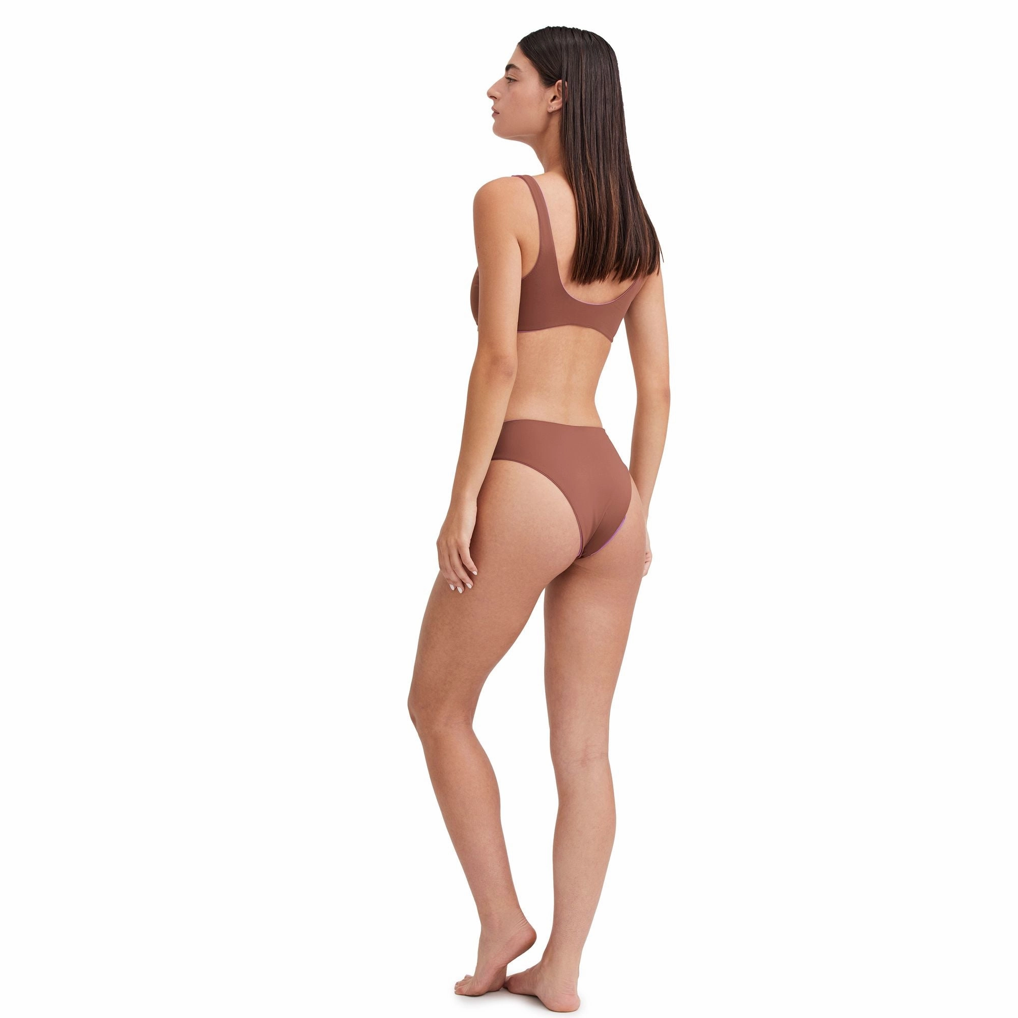 Solid Reversible V-Neck Bikini Swim Top