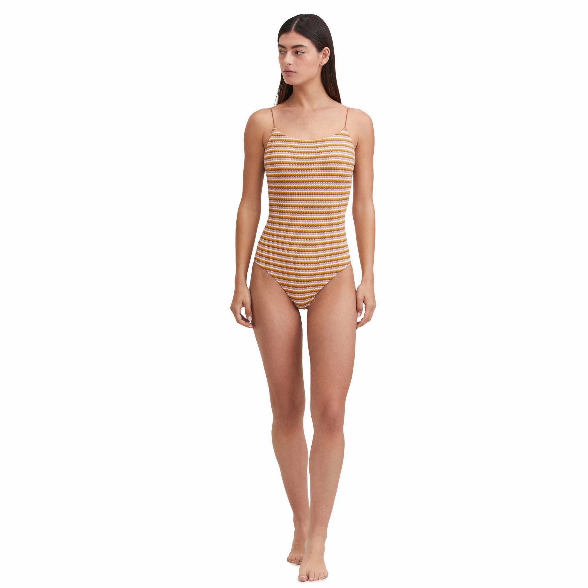 Solid Scoop Neck One Piece With U Shape Back