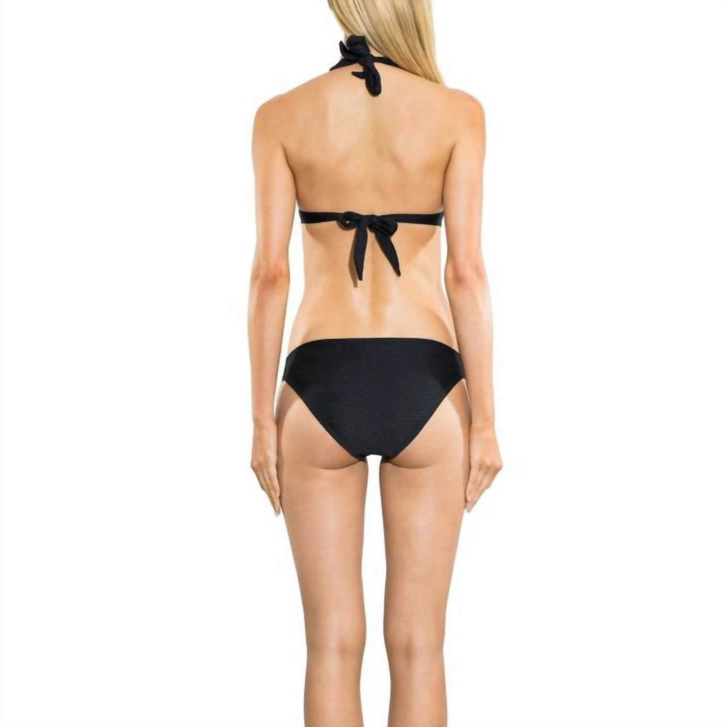 Solid Textured Classic Bikini Bottom In Jet