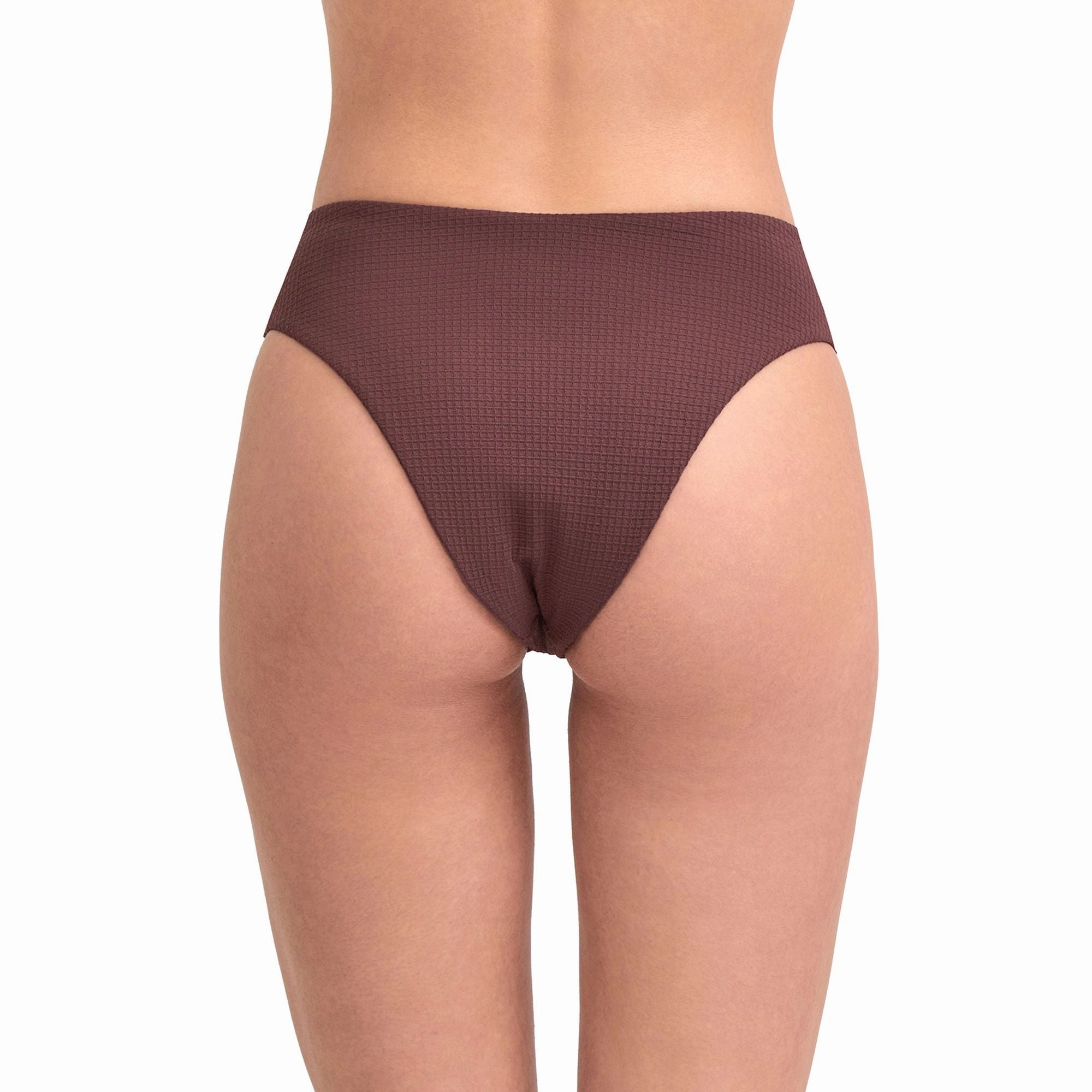 Solid Textured High Leg And High Waist Swim Bottom