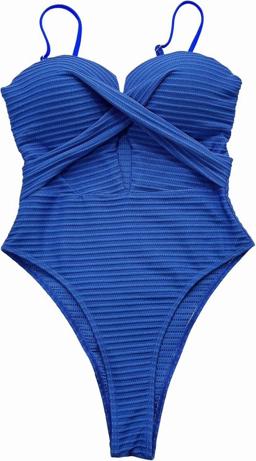 SOLY HUX Women's One Piece Swimsuit Push Up Wrap Front Cutout Bathing Suit Tummy Control Swimwear