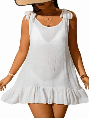 SOLY HUX Women's Plus Size Swimsuit Cover Up Sleeveless Scoop Neck Bathing Suit Beach Coverups Dress