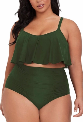 Sovoyontee Women's 2 Piece Plus Size High Waisted Swimsuit Bathing Suit