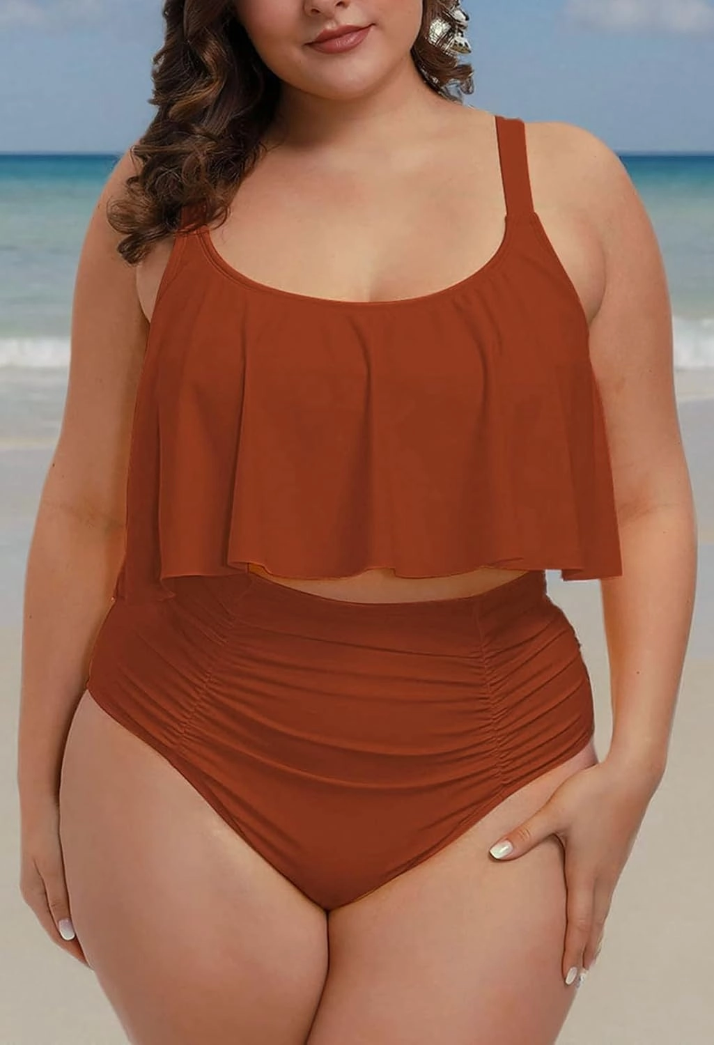 Sovoyontee Women's 2 Piece Plus Size High Waisted Swimsuit Bathing Suit