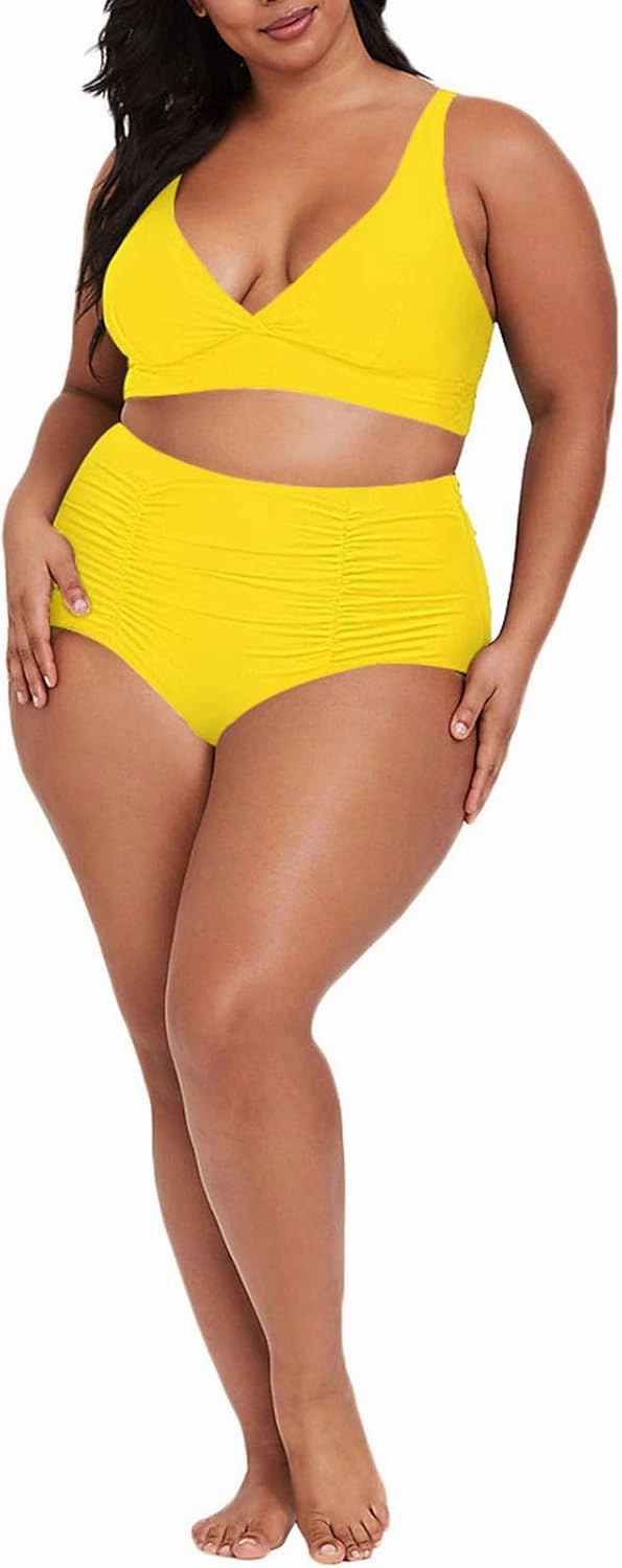 Sovoyontee Women's 2 Piece Plus Size High Waisted Swimsuit Bathing Suit