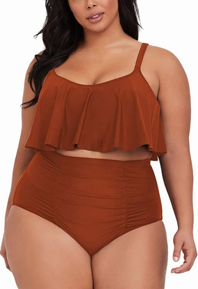 Sovoyontee Women's 2 Piece Plus Size High Waisted Swimsuit Bathing Suit