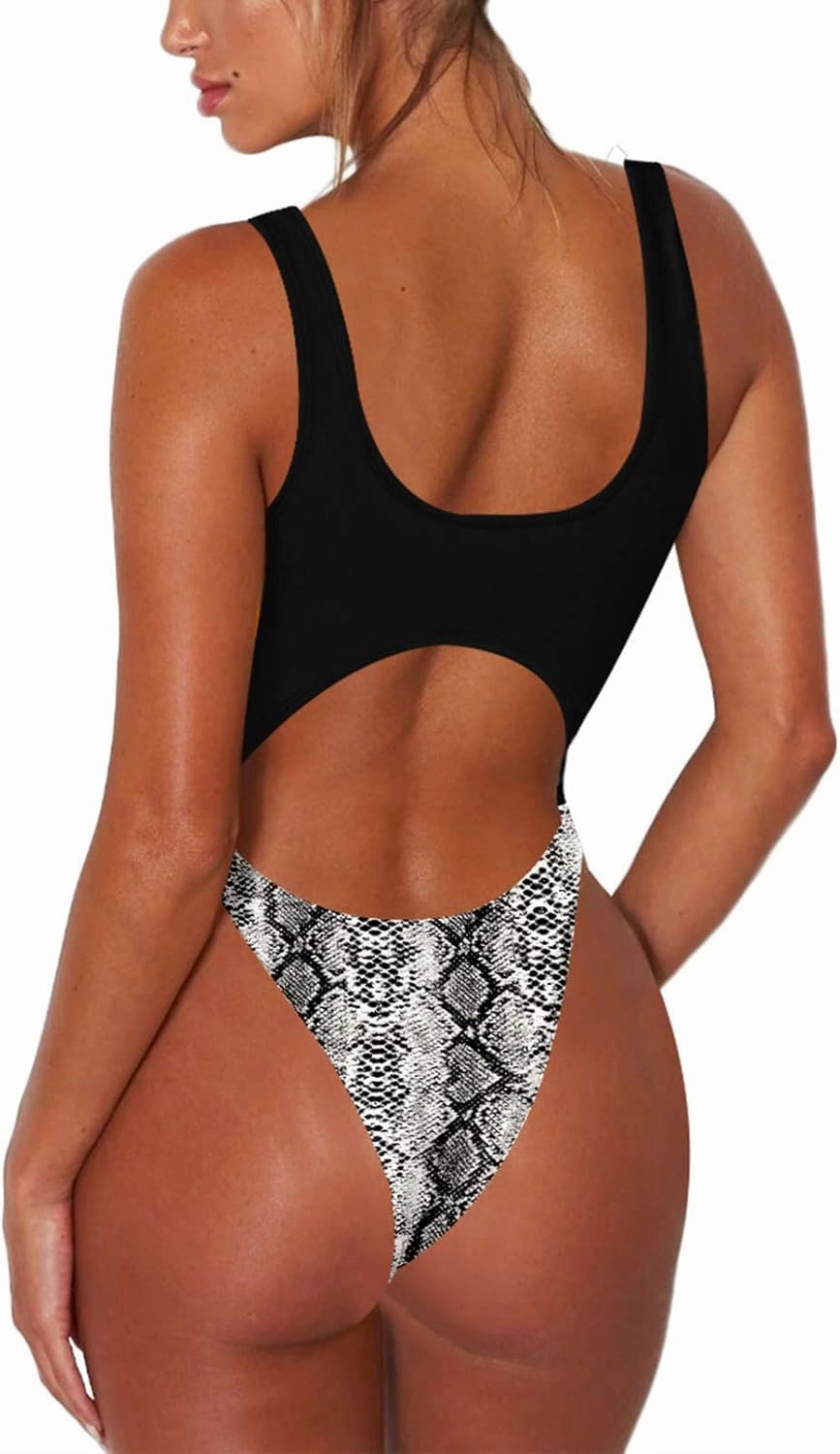 Sovoyontee Women's Sexy One Piece Swimsuits Cheeky Thong Bikini Bathing Suit