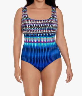 Sparkle Park Long Torso Triple X Back Tank One Piece In Multicolor