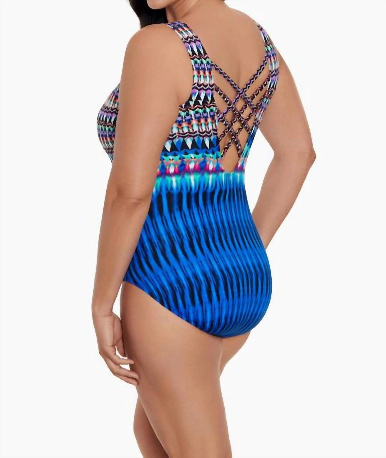 Sparkle Park Long Torso Triple X Back Tank One Piece In Multicolor