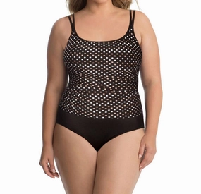 Spot On Fauxkini One Piece Swimsuit - Plus In Black/ White
