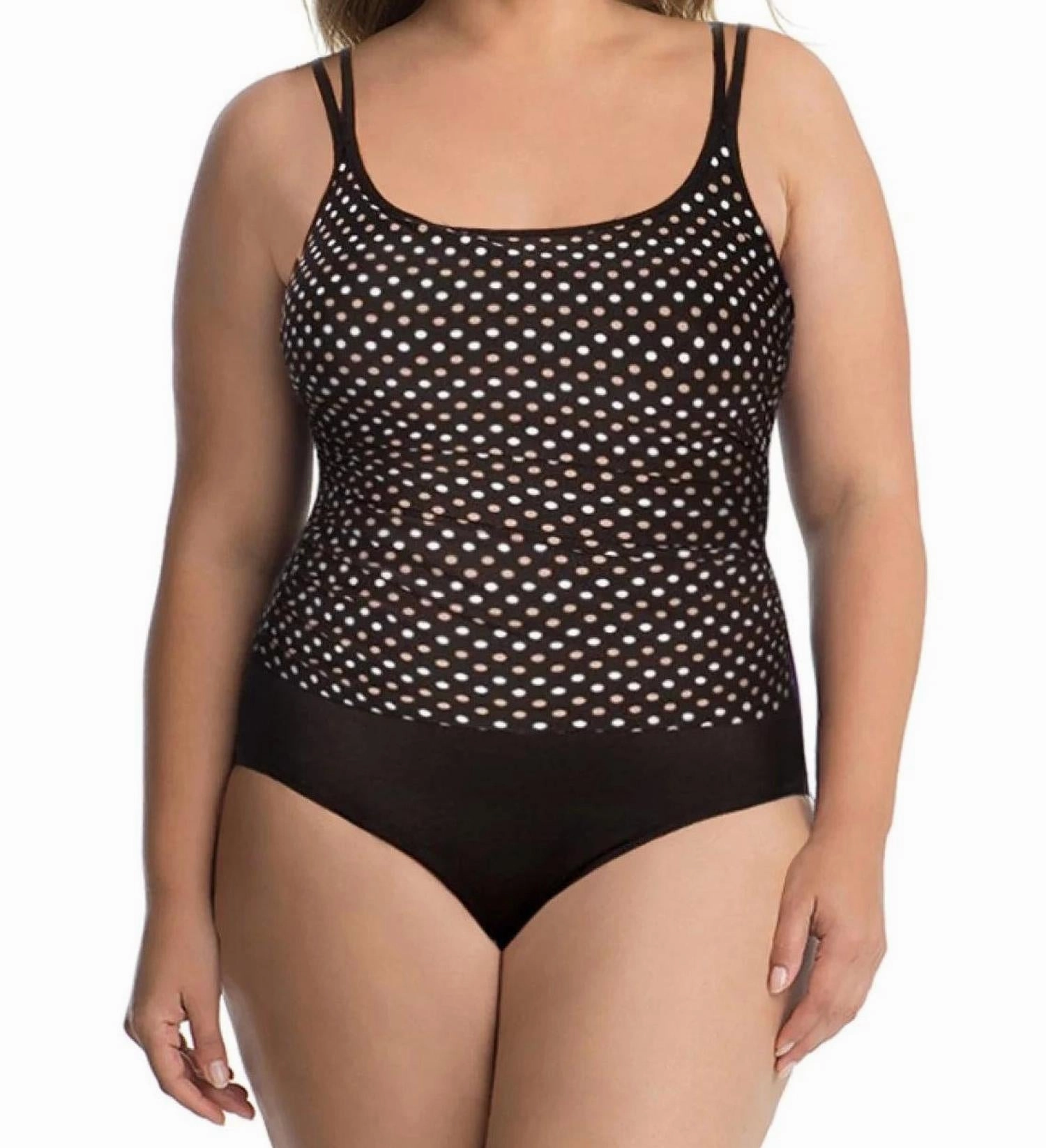 Spot On Fauxkini One Piece Swimsuit - Plus In Black/ White