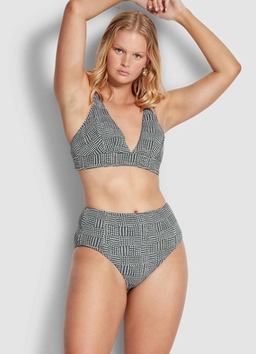 Spotted High Waist Bikini Pants - Granite