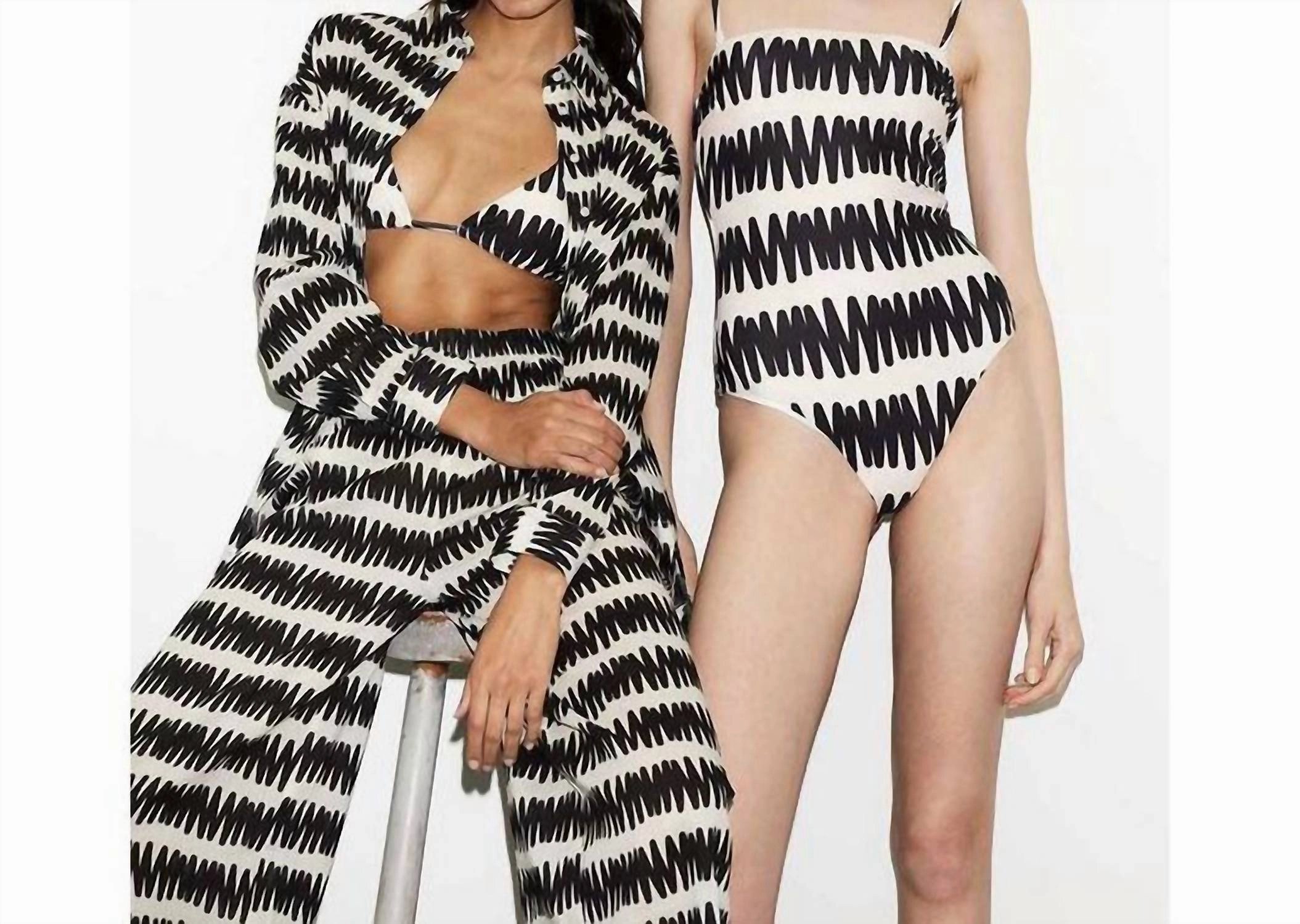 Squiggle Swimsuit In Black/white