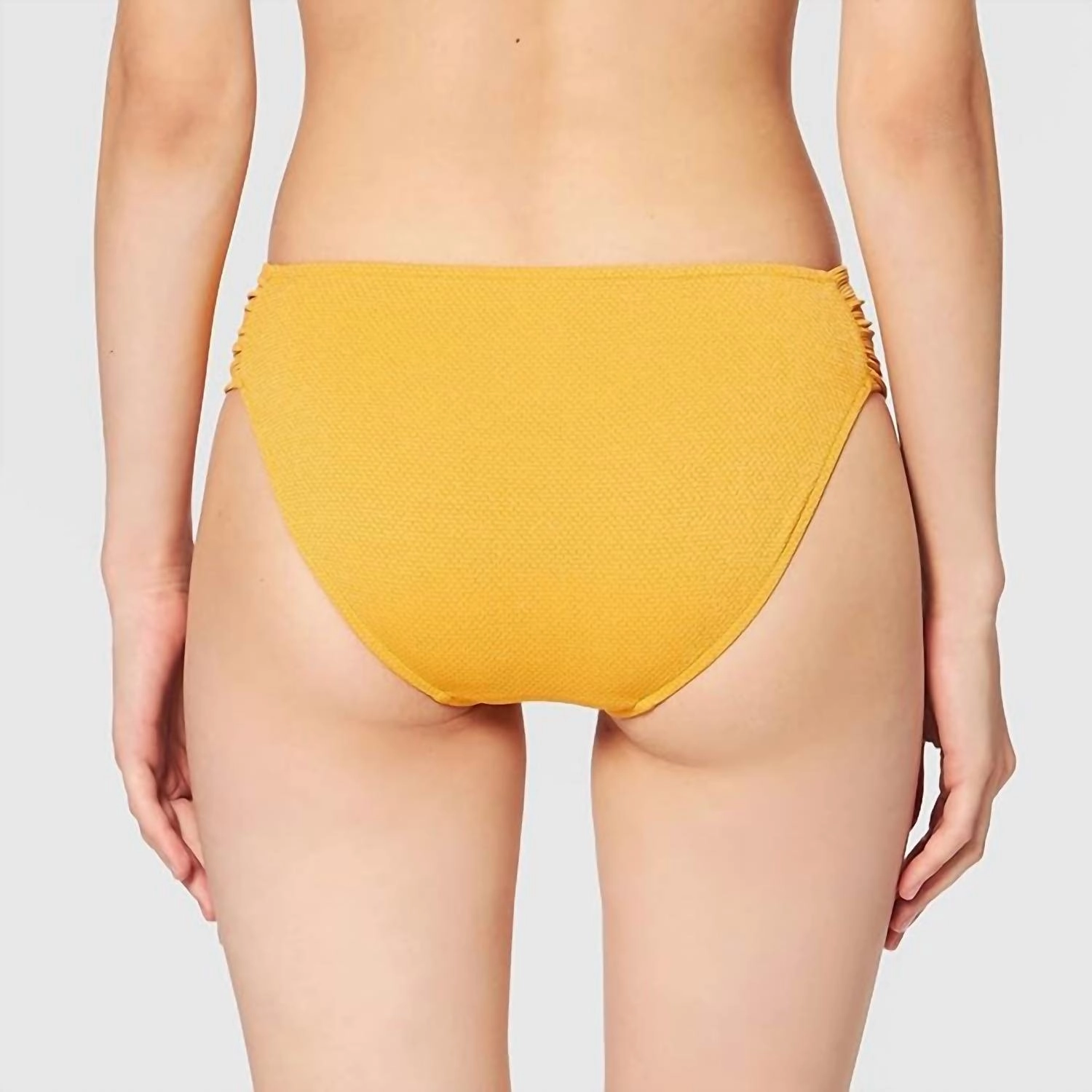 Stardust Ruched Retro Bikini Bottom In Saffron