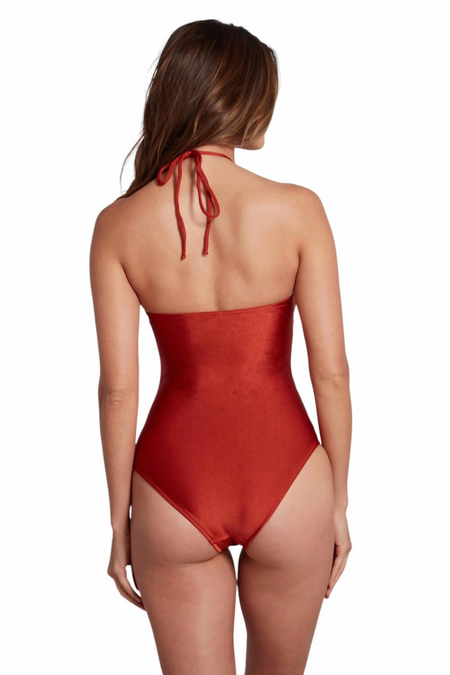 Strapless One Piece Swimsuit With Removable Pads In Red