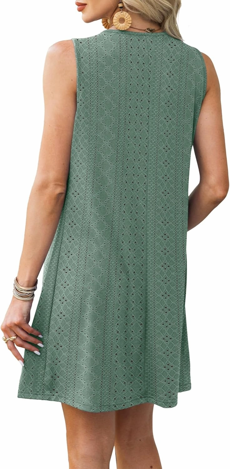Summer Dresses for Women Sleeveless Beach Vacation Coverup with Pockets (S-2XL)