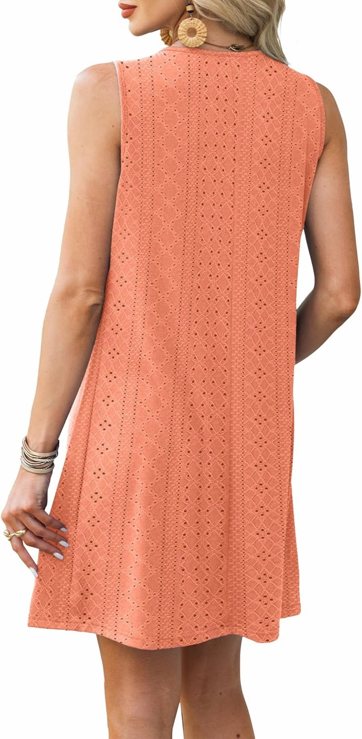 Summer Dresses for Women Sleeveless Beach Vacation Coverup with Pockets (S-2XL)