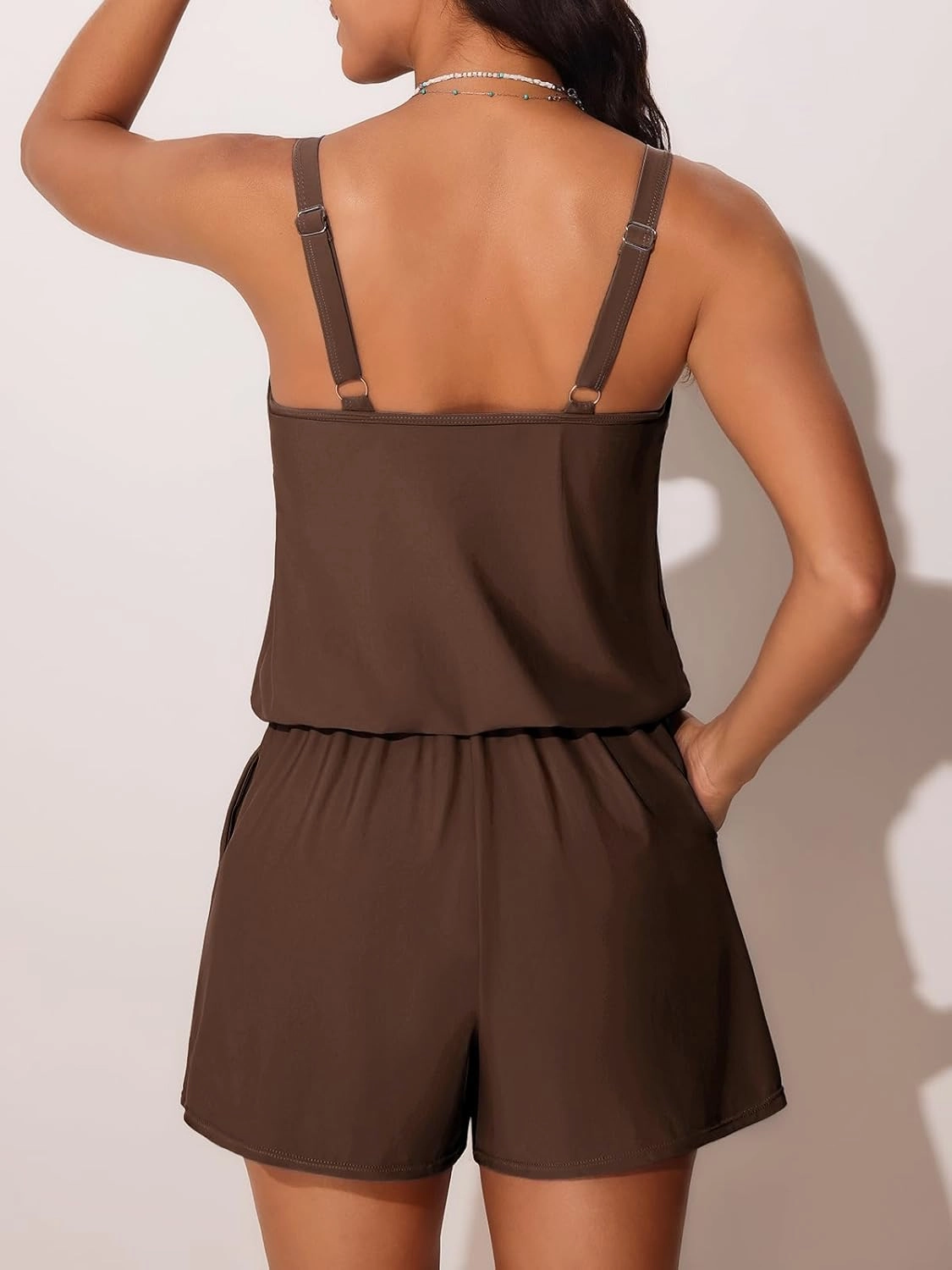 Summer Mae Swim Romper Women's One Piece Swimsuits with Pockets 2025 Blouson Modest Bathing Suits
