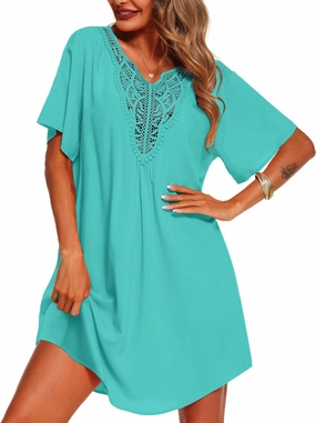 Supnier Womens Bathing Suit Cover Ups Lace Crochet V Neck Summer Beach Swimsuit Coverup Dress