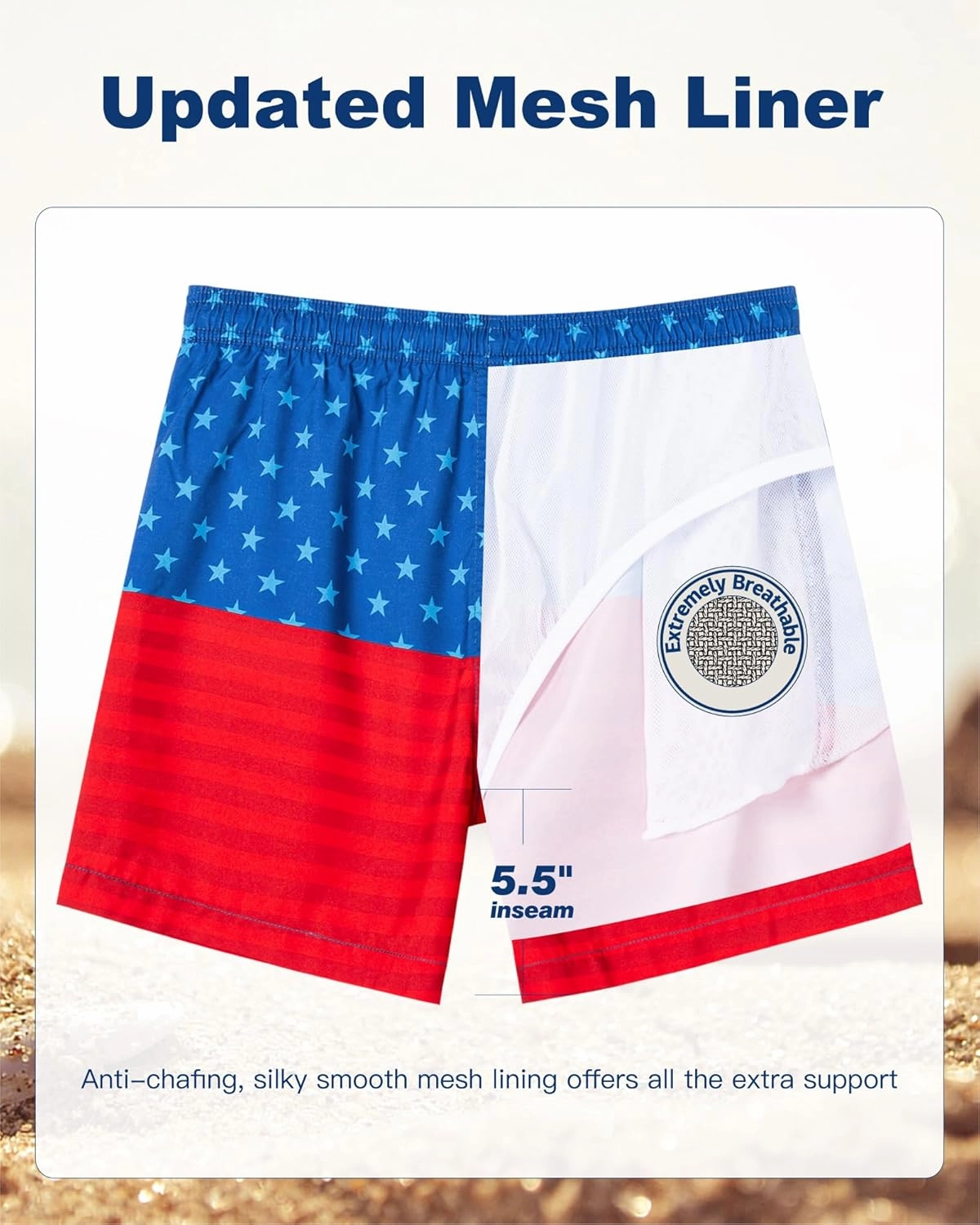 SURF CUZ Mens Swim Trunks 5 Inch Swim Shorts Quick Dry Bathing Suits for Men Beach Shorts Mesh Lining Swimming Trunks