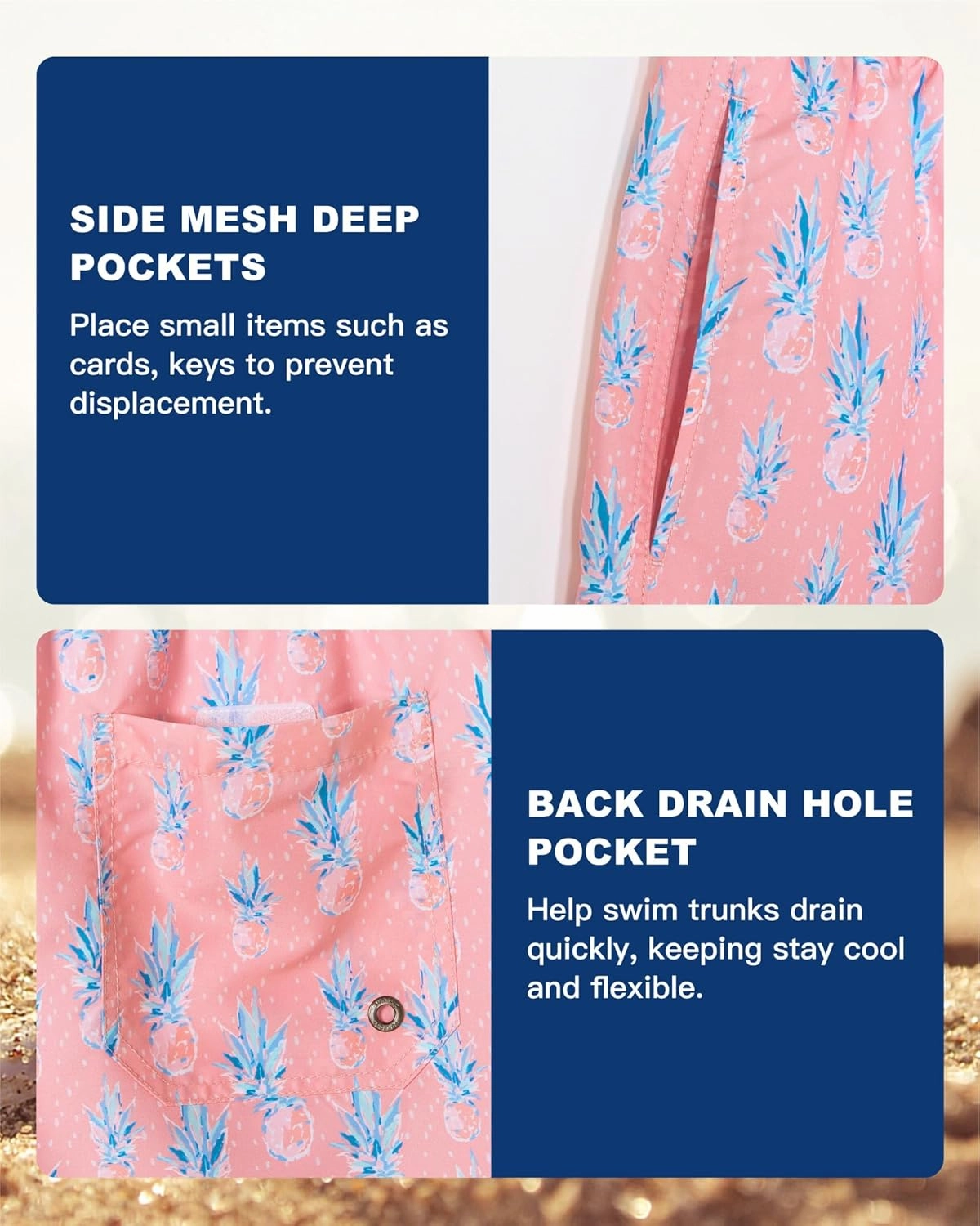 SURF CUZ Mens Swim Trunks 5 Inch Swim Shorts Quick Dry Bathing Suits for Men Beach Shorts Mesh Lining Swimming Trunks