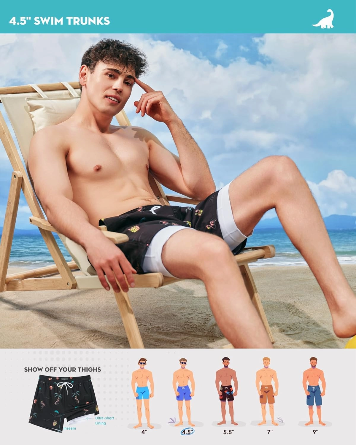SURF CUZ Mens Swim Trunks with Compression Liner Quick Dry Swim Shorts Swimming Trunks 2 in 1 Bathing Suit Zipper Pockets
