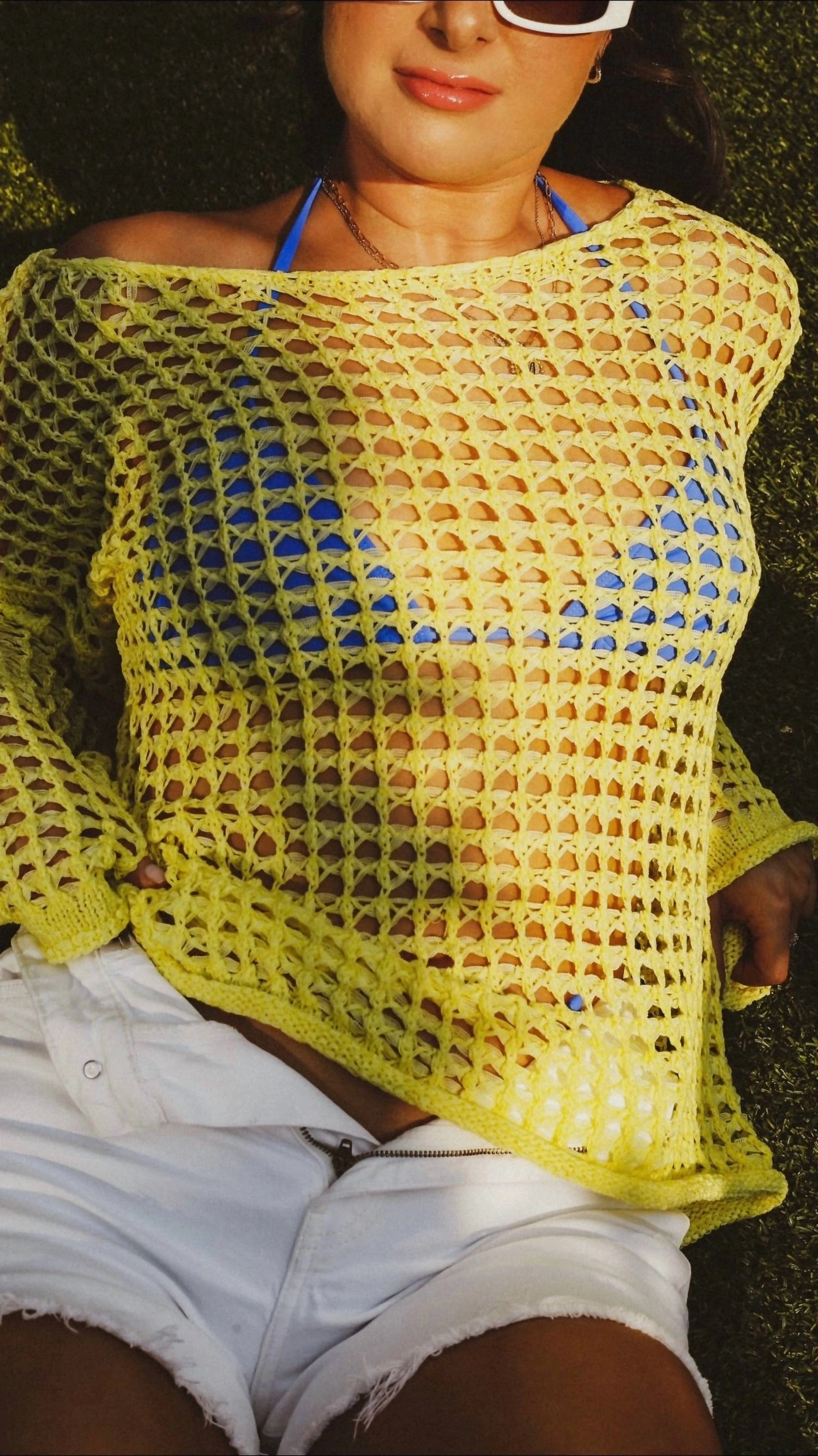 Surfs Up Crochet Top In Yellow