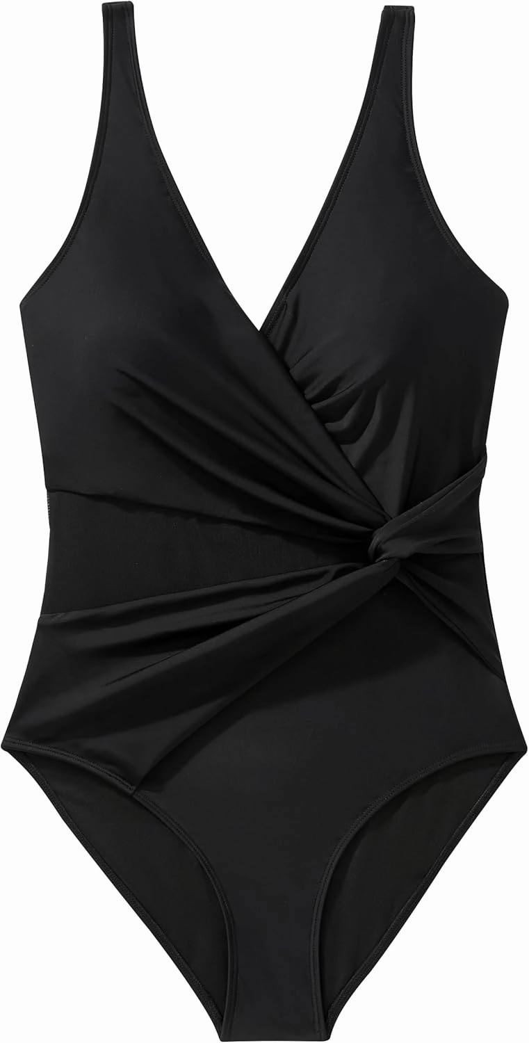 SUUKSESS Women Sexy Mesh Tummy Control One Piece Swimsuit Push Up Bathing Suit