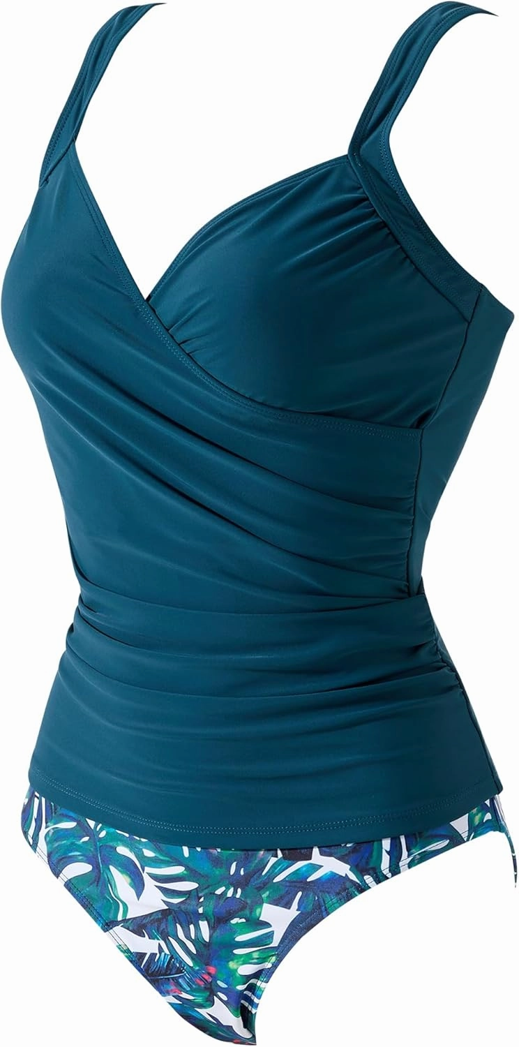 SUUKSESS Women Sexy Twist Push Up Tankini Swimsuit Tummy Control Bathing Suits