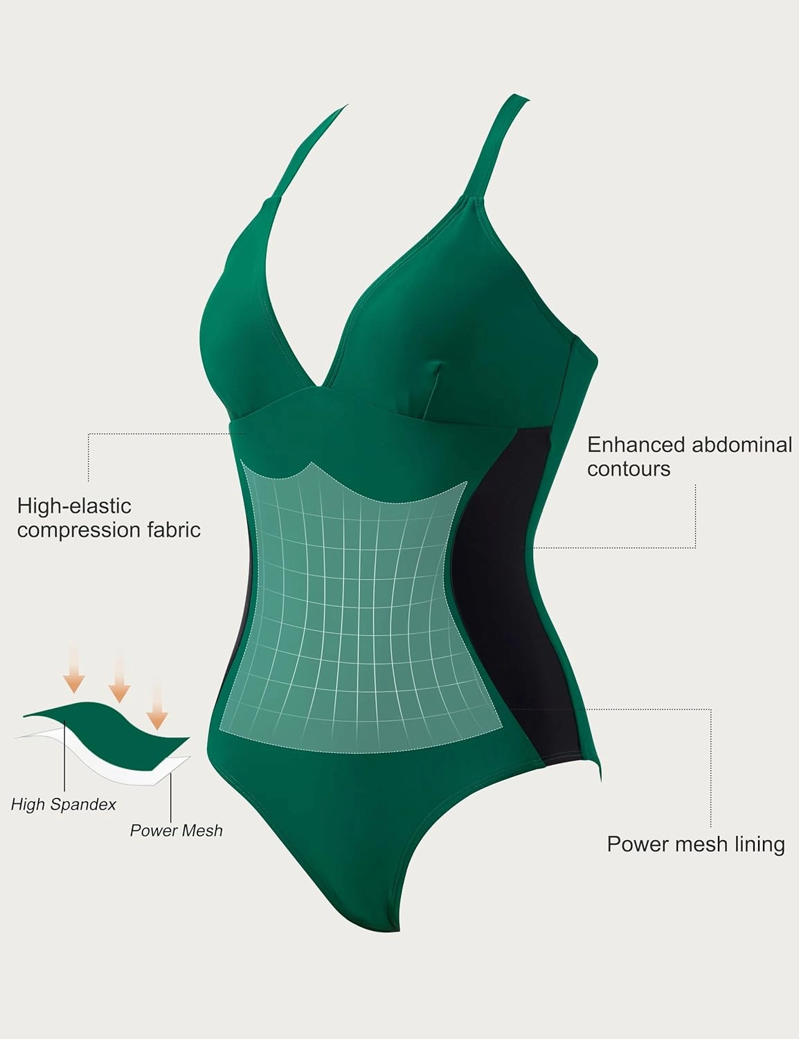 SUUKSESS Women Slimming Tummy Control One Piece Swimsuit Sexy Bathing Suit