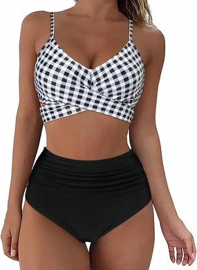 SUUKSESS Women Wrap Bikini Set Push Up High Waisted 2 Piece Swimsuits