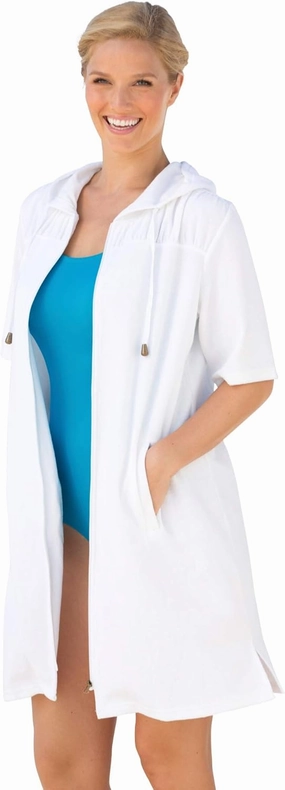 Swim 365 Women's Plus Size Hooded Terry Swim Cover Up