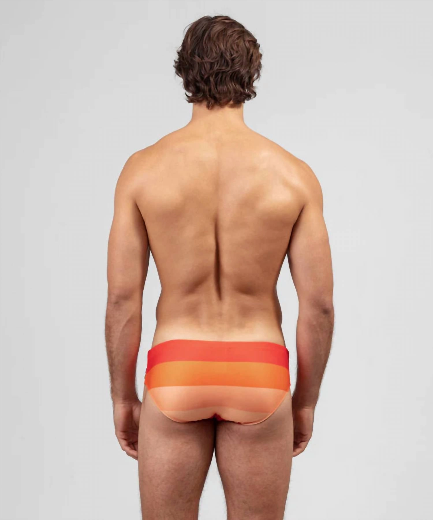 Swim Briefs Big Stripes In Spritz Orange