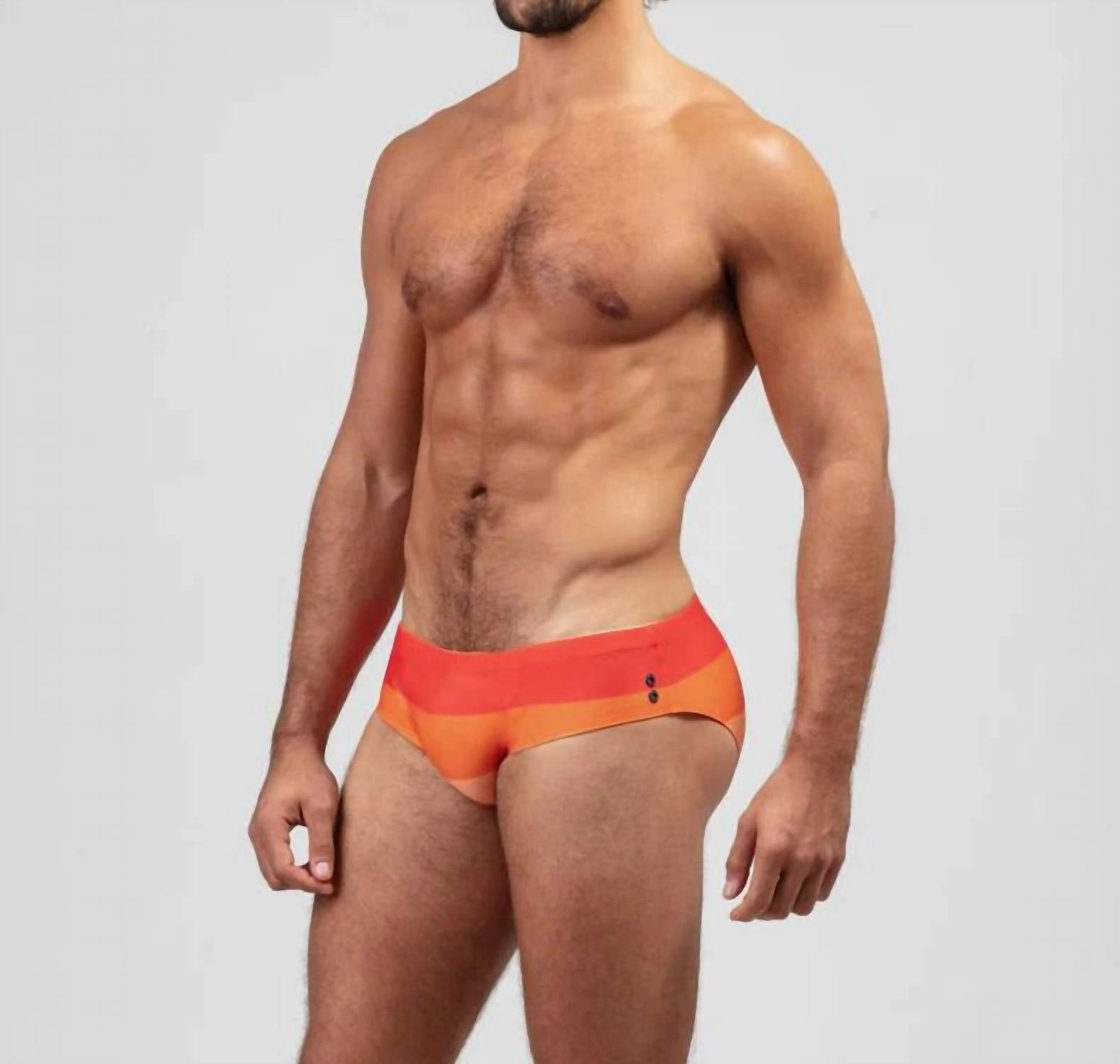 Swim Briefs Big Stripes In Spritz Orange