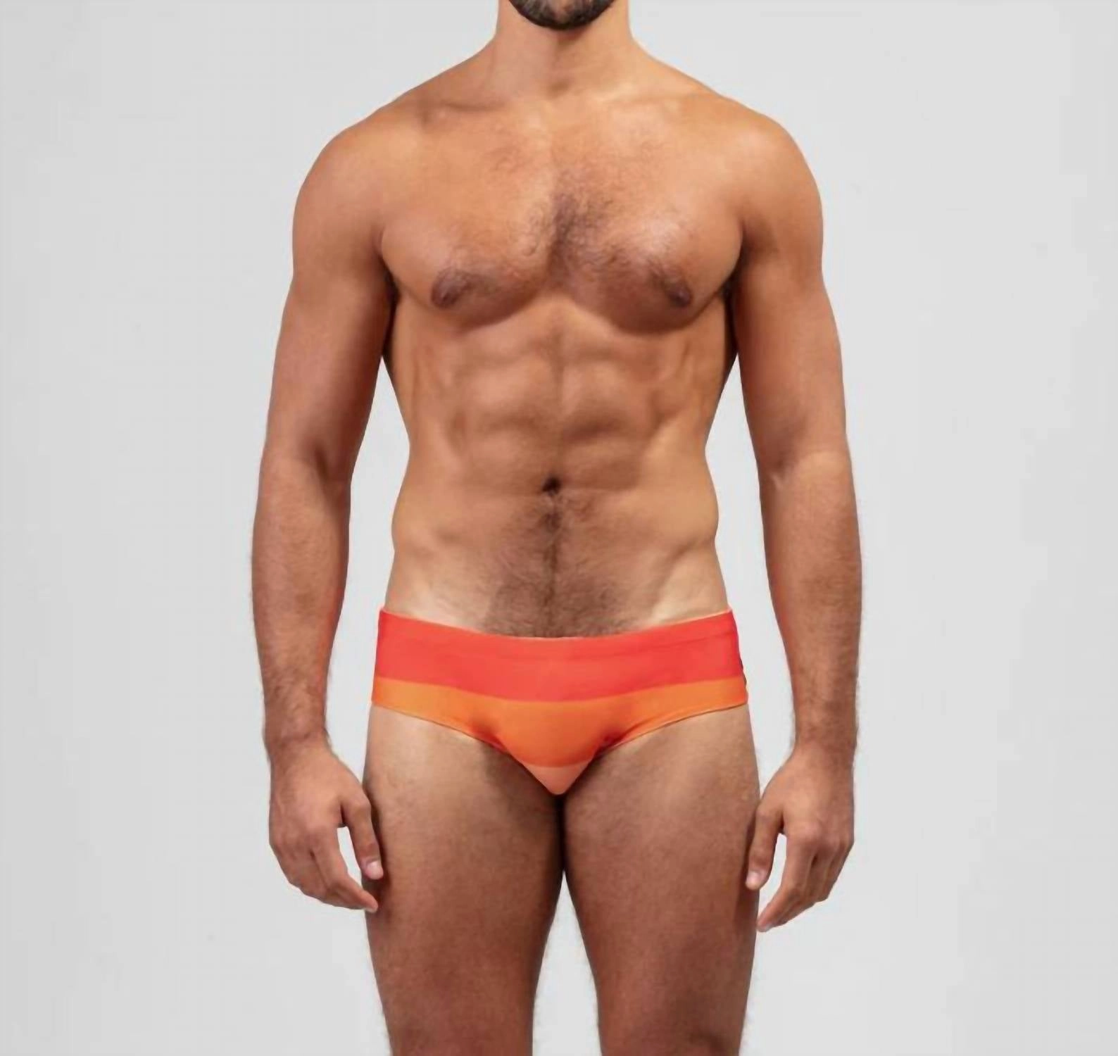 Swim Briefs Big Stripes In Spritz Orange