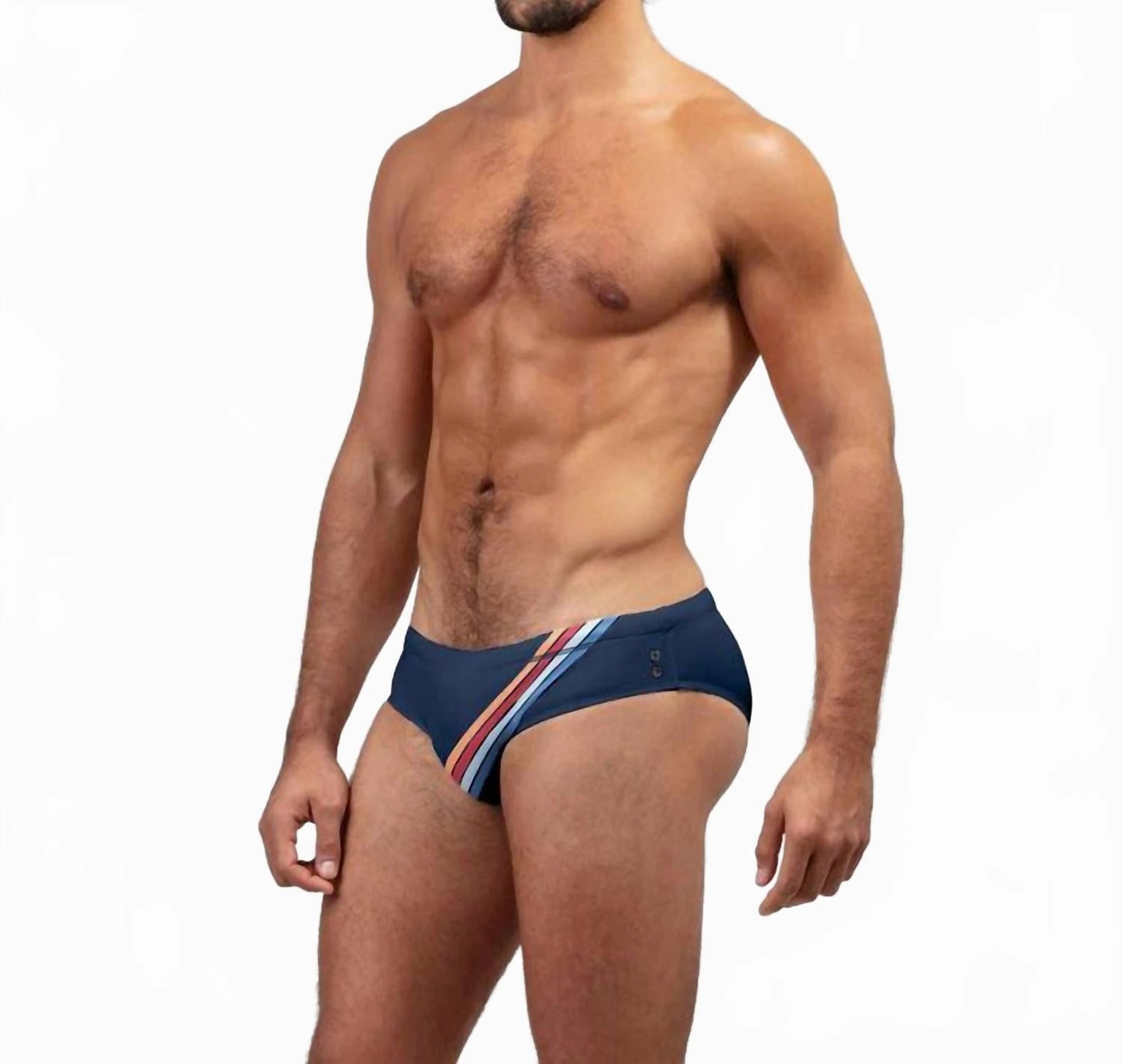 Swim Briefs Diagonal Stripes In Navy