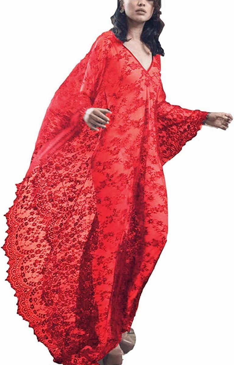 Swimsuit Cover Up Women plus size sheer see through sexy lace Kimono