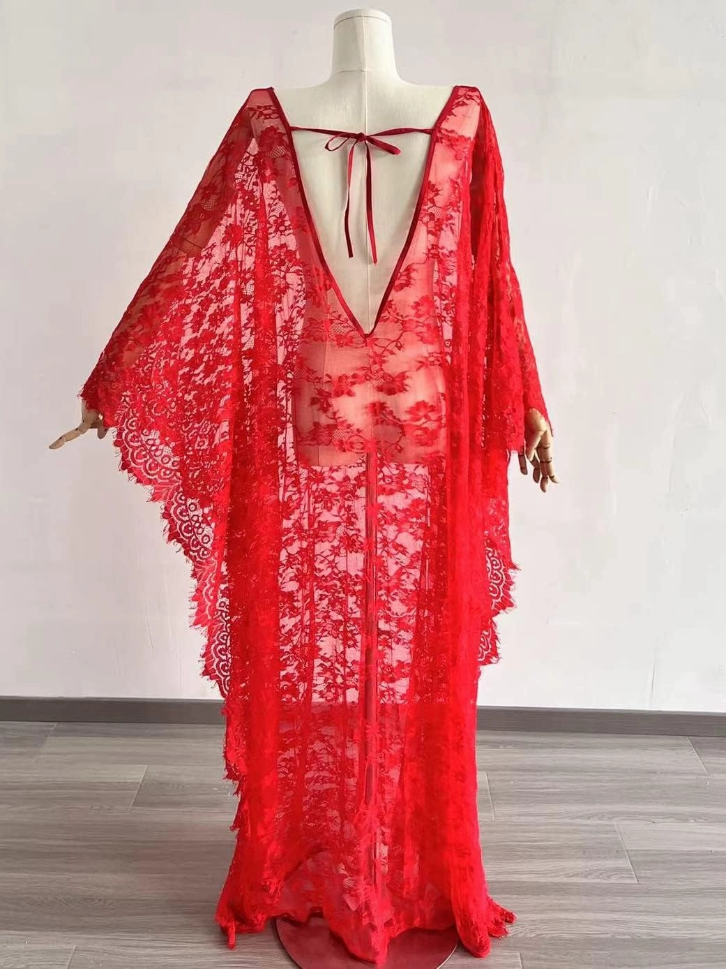 Swimsuit Cover Up Women plus size sheer see through sexy lace Kimono
