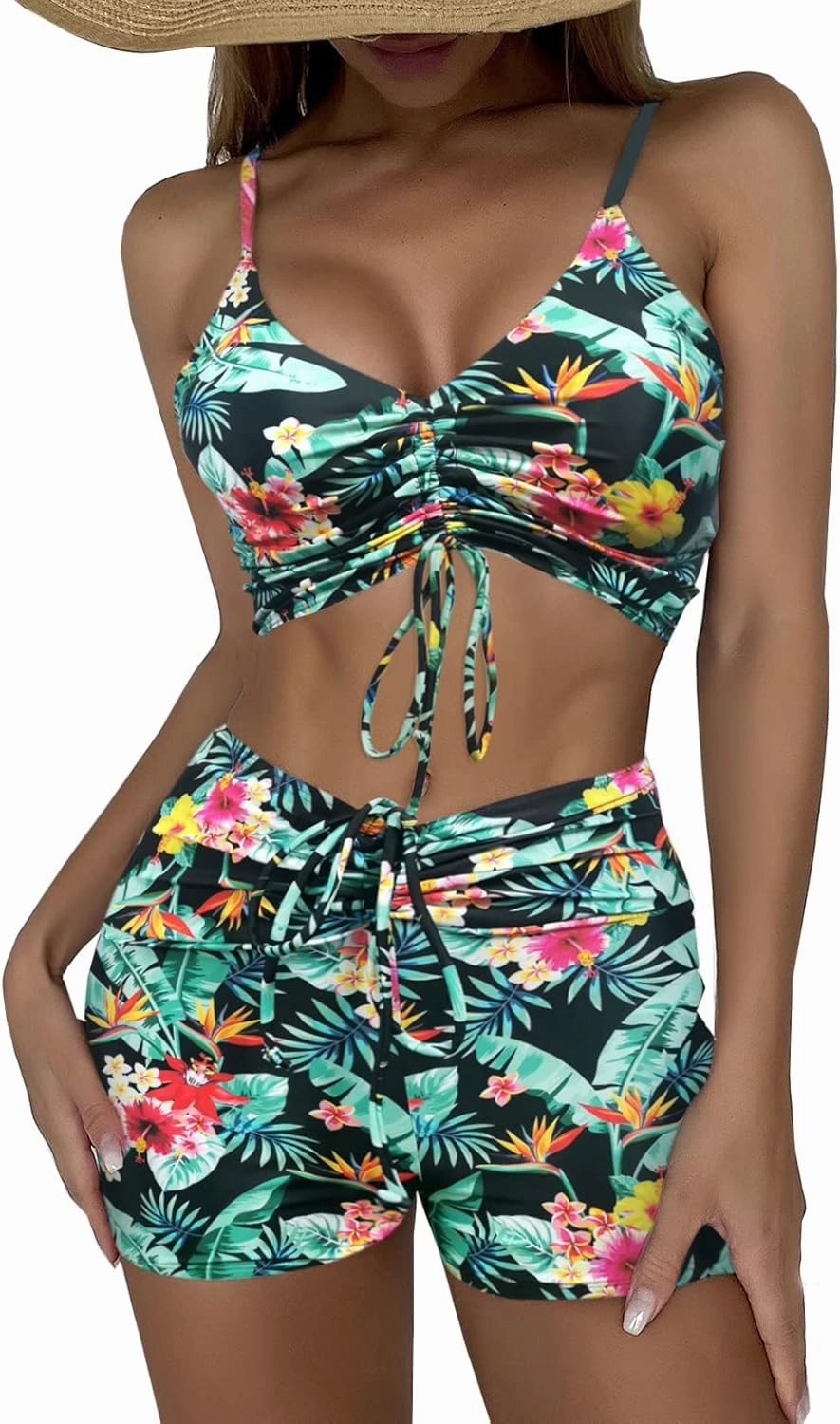 Swmmer Liket High Waisted Bikini Sets for Women Boy Shorts Swimsuits Sporty Bathing Suit