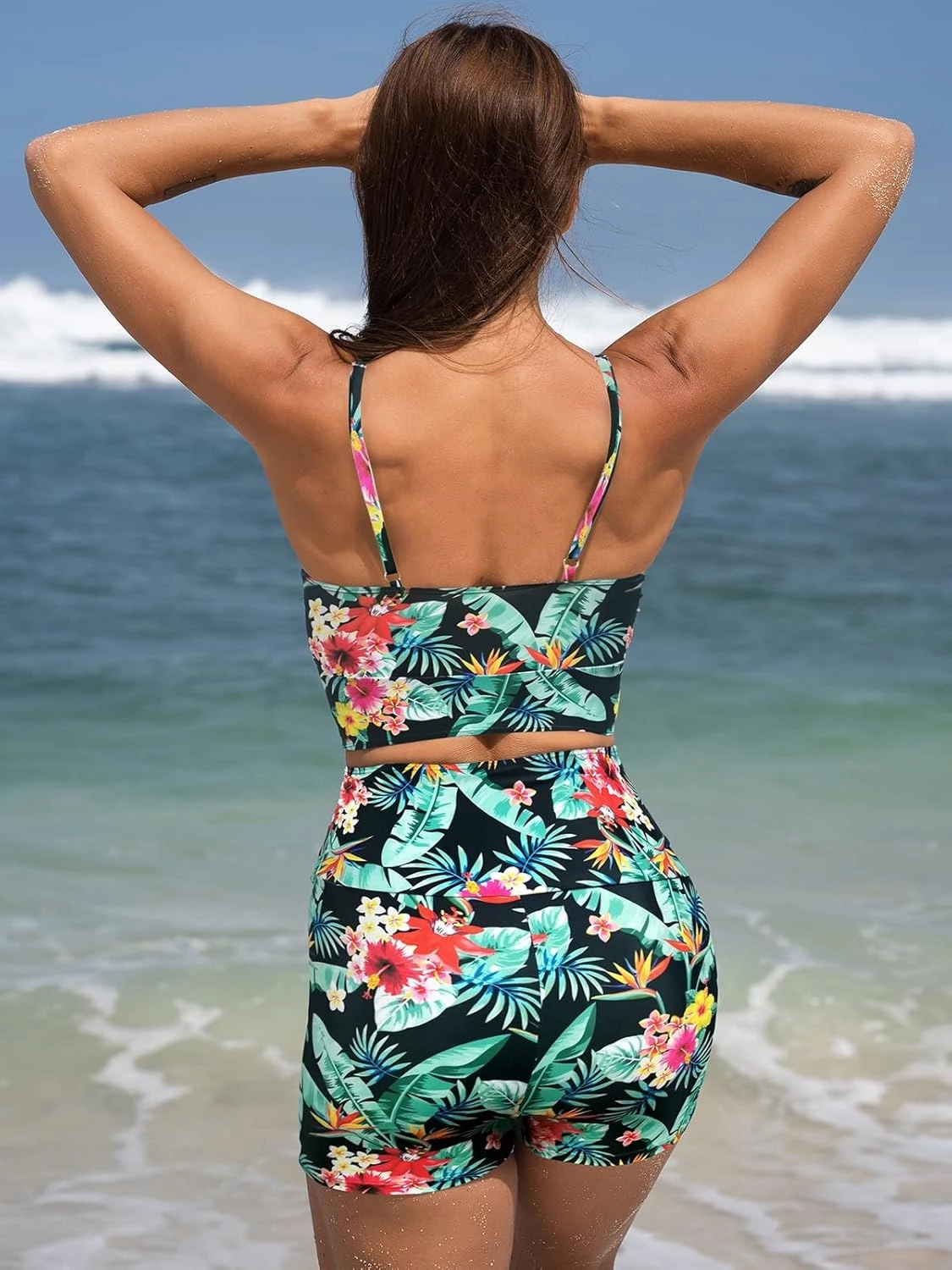 Swmmer Liket High Waisted Bikini Sets for Women Boy Shorts Swimsuits Sporty Bathing Suit