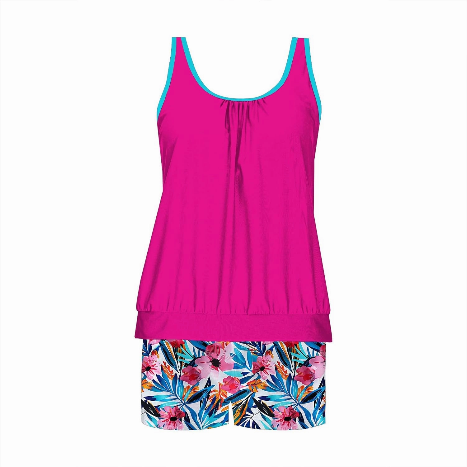 Tankini Swimsuits for Women Two Piece Bathing Suits Summer Bikini Swim Tank Top with Graphic Boyshorts Swimwear Sets