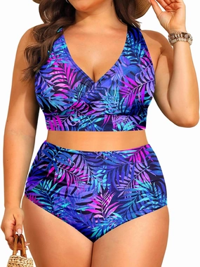 Tempt Me Plus Size High Waisted Bikini - Women Two Piece Swimsuit Tummy Control Bathing Suit 2025 Swimwear