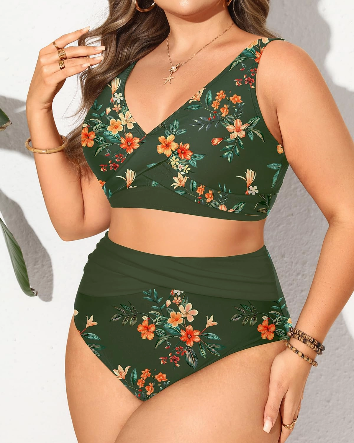 Tempt Me Plus Size Two Piece Bikini - Women High Waisted Swimsuits Bathing Suit Swimwear