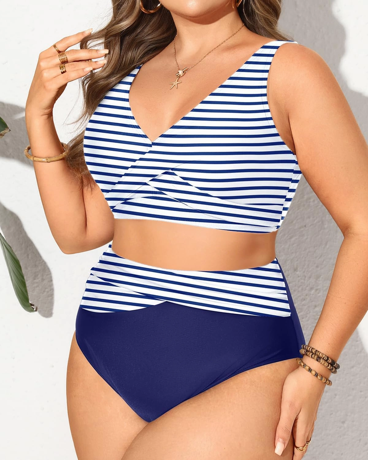 Tempt Me Plus Size Two Piece Bikini - Women High Waisted Swimsuits Bathing Suit Swimwear
