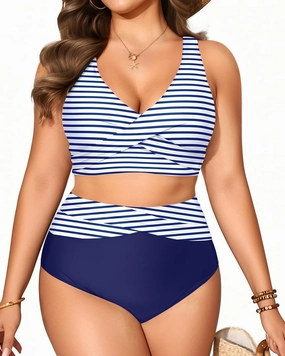 Tempt Me Plus Size Two Piece Bikini - Women High Waisted Swimsuits Bathing Suit Swimwear