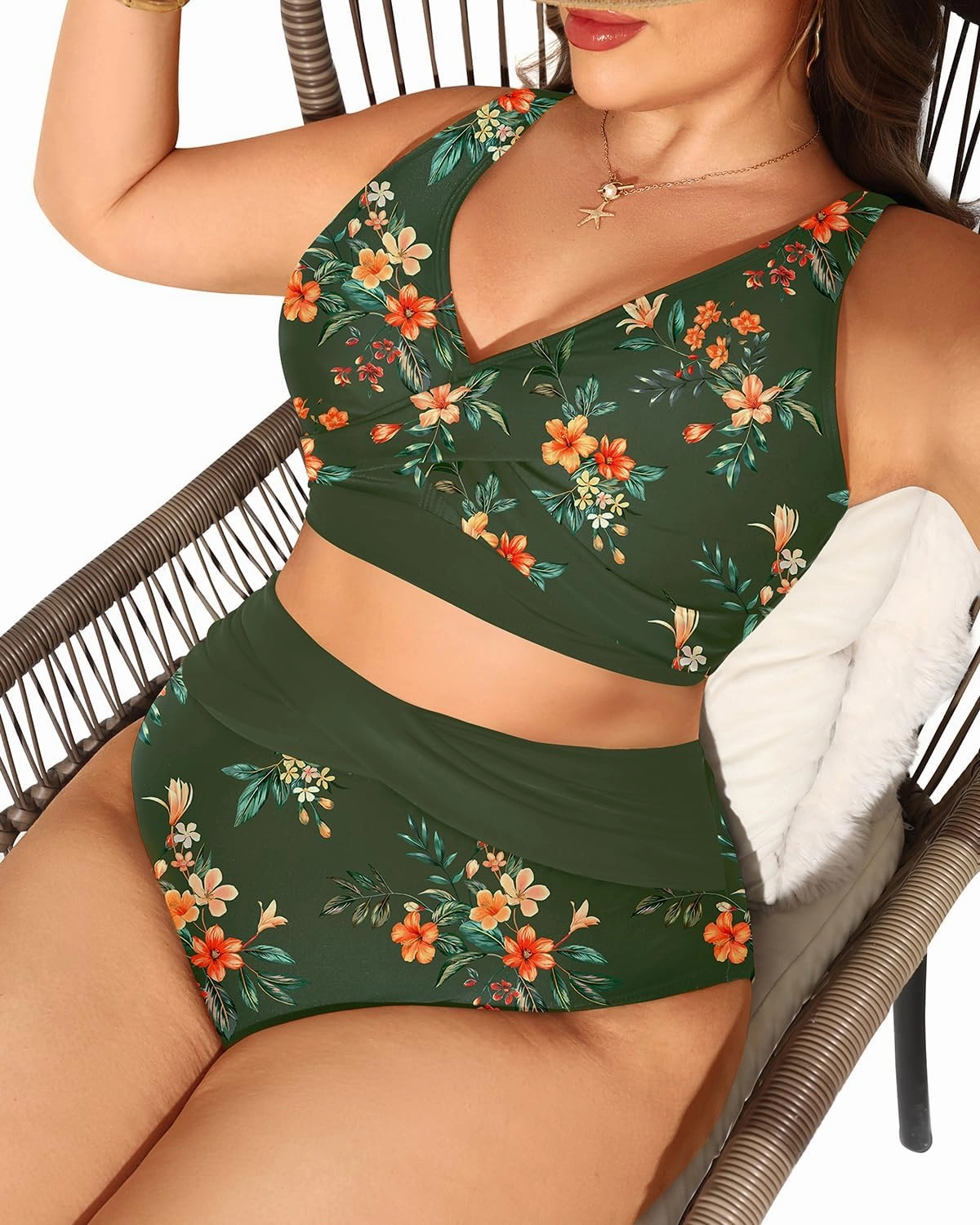 Tempt Me Plus Size Two Piece Bikini - Women High Waisted Swimsuits Bathing Suit Swimwear