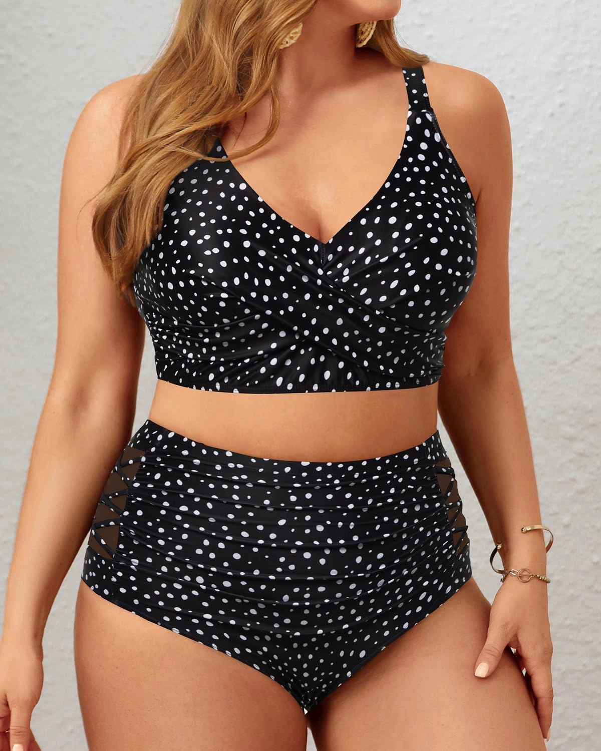 Tempt Me Plus Size Two Piece Swimsuit - High Waisted Bikini Set Tummy Control Bathing Suits for Women